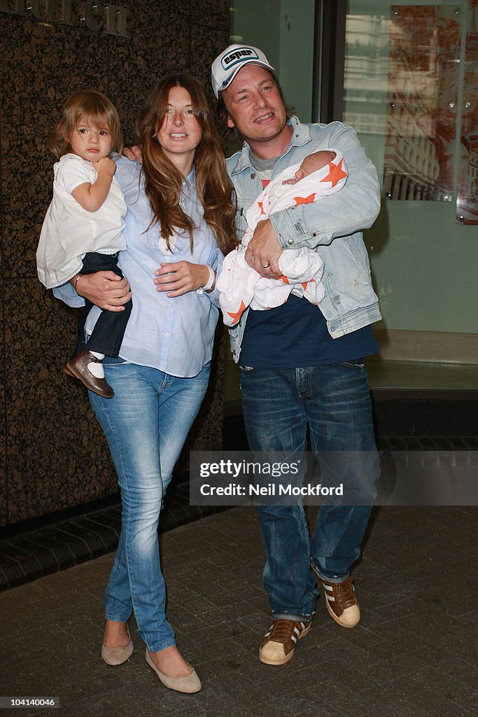 Jamie Oliver and Family Leave Hospital With Newborn Son Buddy