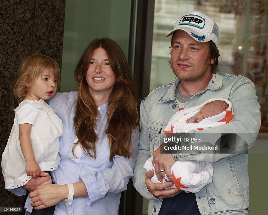 Jamie Oliver and Family Leave Hospital With Newborn Son Buddy