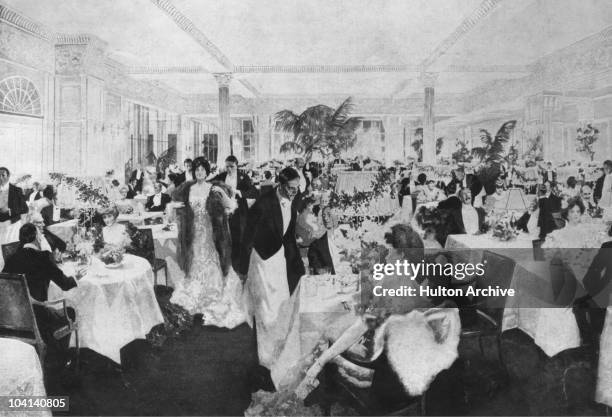 Diners at the Savoy Restaurant, London, circa 1890.