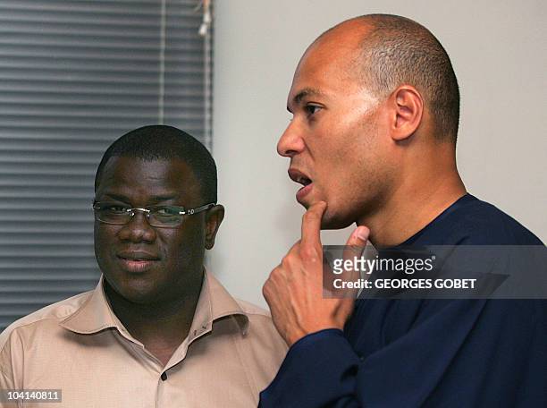 Karim Wade , son of Senegalese president Abdoulaye Wade and president of ANOCI and Abdoulaye Balde, excecutive secretary of ANOCI give a press...