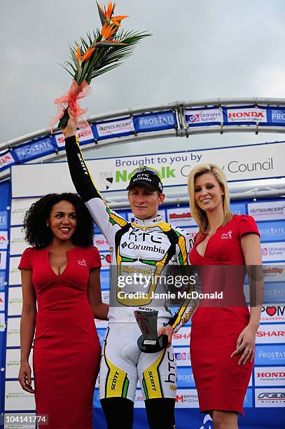 Andre Greipel of Team HTC-Columbia wins Stage Six during Stage Six of the Tour of Britain on September 16, 2010 in Great Yarmouth, England.