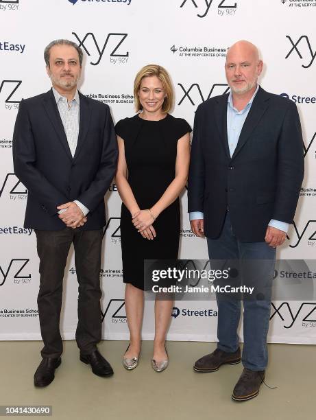 Preet Bharara,Elise Jordan and Steve Schmidt attend the 92nd Street Y presents "Elise Jordan And Steve Schmidt In Conversation With Preet Bharara" at...