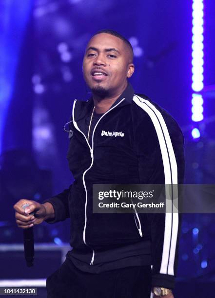 Rap artist Nas performs onstage during WE Day UN at Barclays Center on September 26, 2018 in New York City.