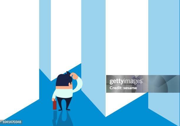 businessman caught in the maze - standing on end stock illustrations