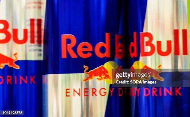 Aluminium can of Red Bull Energy drink. Red Bull is the most popular energy drink in the world.