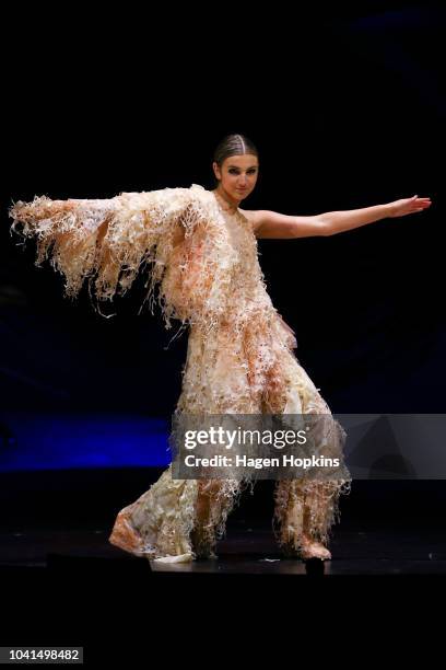 Seaweed! Seaweed! Seaweed!' by Yi-Chun Lin, Li-chia Chao and Hsin-Yu Li of Taiwan is modelled in the Aotearoa Section during the World of WearableArt...