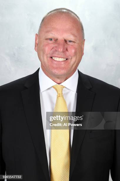 Vegas Golden Knights Head Coach Gerard Gallant poses for his official headshot of the 2018-2019 season on September 13, 2018 at City National Arena...