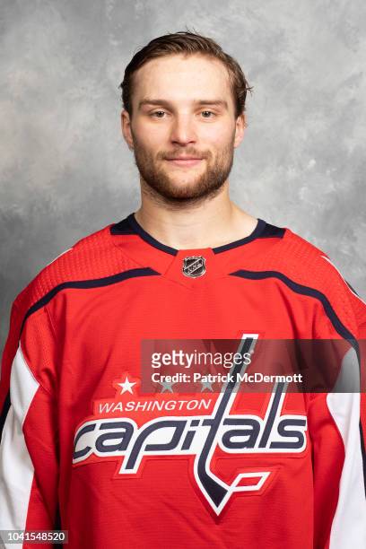 Nathan Walker of the Washington Capitals poses for his official headshot for the 2018-2019 season on September 13, 2018 at MedStar Capitals Iceplex...