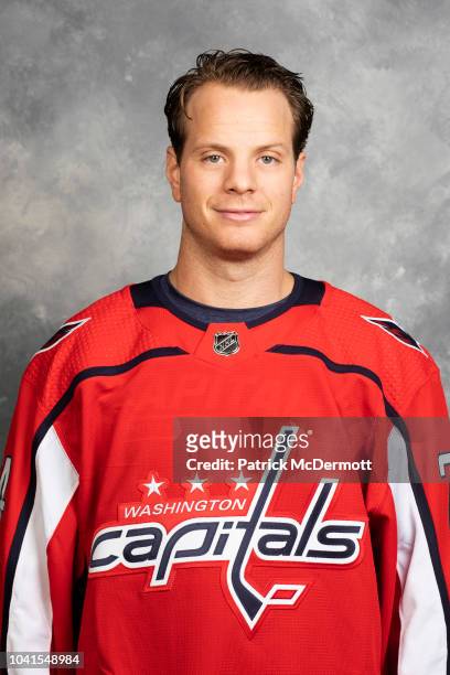 John Carlson of the Washington Capitals poses for his official headshot for the 2019-2020 season on September 13, 2018 at MedStar Capitals Iceplex in...