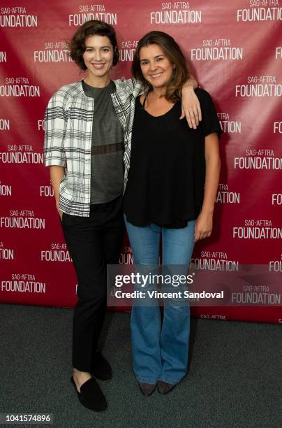 Actress Mary Elizabeth Winstead and Director Eva Vives attend SAG-AFTRA Foundation Conversations screening of "All About Nina" at SAG-AFTRA...