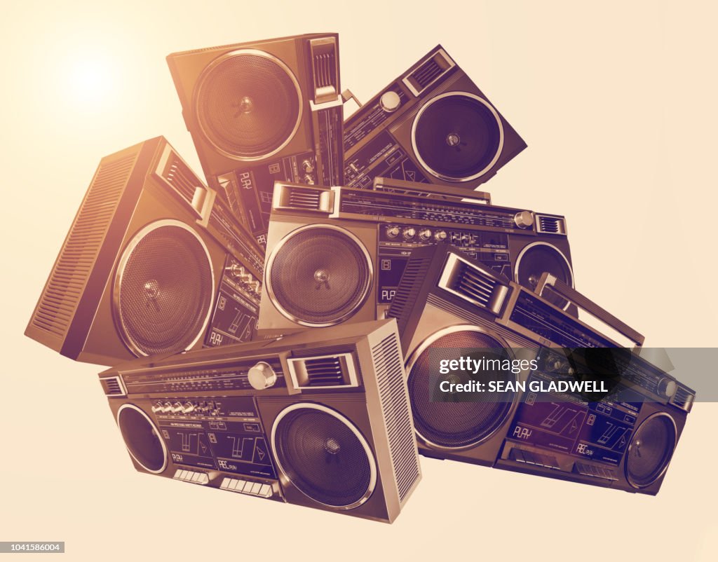 Funky boombox collage