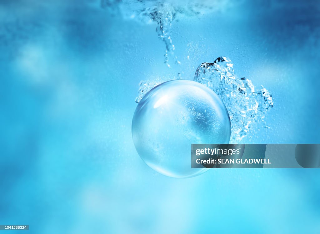 Transparent sphere underwater