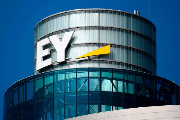 Picture shows the logo of EY , a multinational professional services firm, in Madrid on September 27, 2018.