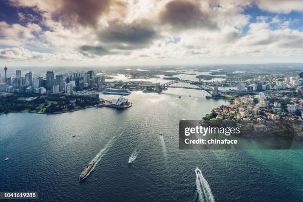 aircraft view of sydeny cityscape,australia - sydney aerial stock pictures, royalty-free photos & images