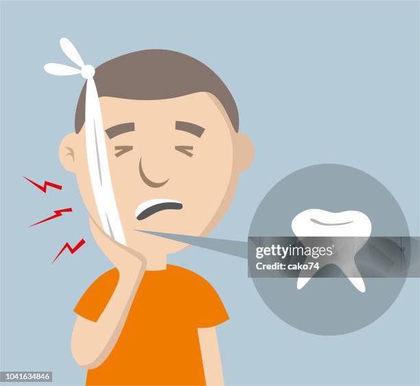 young man having toothache - vesicular stomatitis stock illustrations