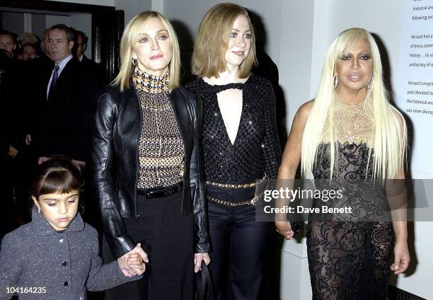 Madonna With Daughter Lourdes, Chelsea Clinton & Donatella Versace, Star Studden Party For V&a Exhibition: Versace At The V&a, A Retrospective Of The...