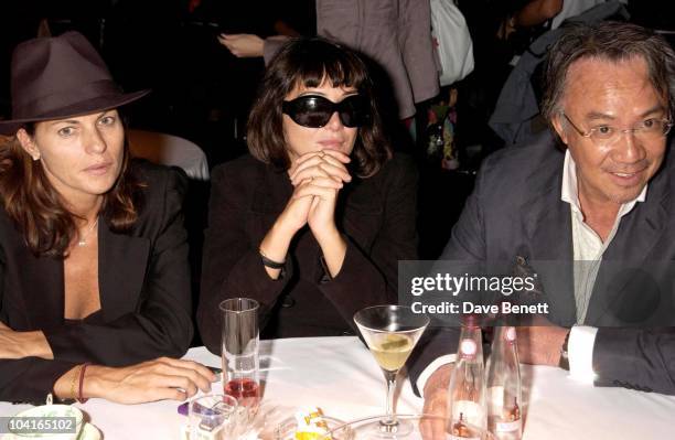 David Tang With Wife Lucy And With Annabel Nielsen , Frost French Fashion Show 2003 At The Royal Horticultural Hall In London