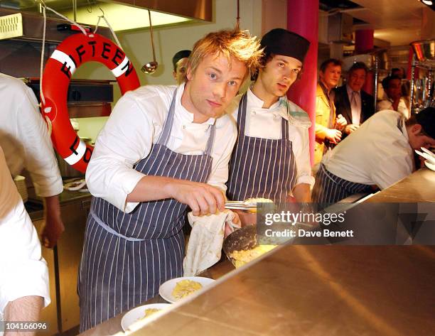 Jamie Oliver In The Kitchen, Jamie Oliver's New Restaurant Opening Called 'Fifteen' In London.