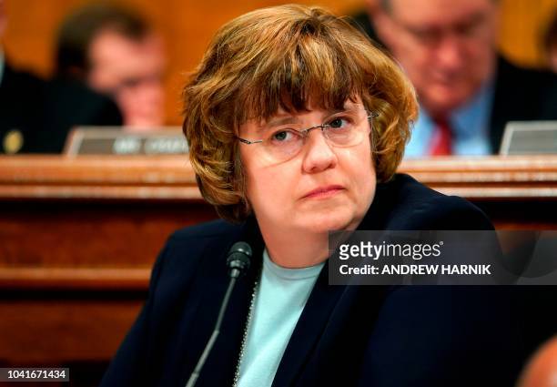 Phoenix prosecutor Rachel Mitchell listens during opening statements before Christine Blasey Ford testifies to the Senate Judiciary Committee on...