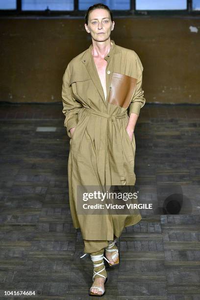 Model walks the runway at the Erika Cavallini Ready to Wear fashion show during Milan Fashion Week Spring/Summer 2019 on September 20, 2018 in Milan,...