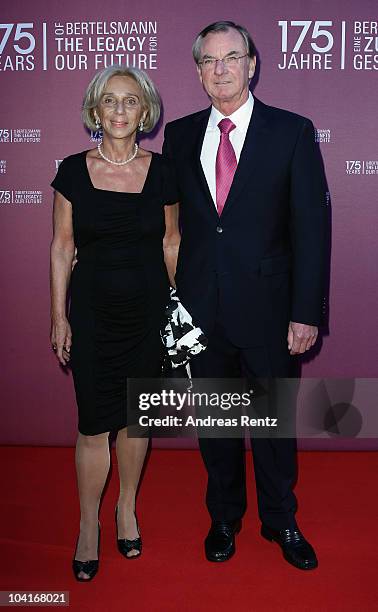 Bertelsmann Stiftung Chairman Gunter Thielen and his wife Ulla Hoell arrive for the Bertelsmann 175 years celebration ceremonial act at the...