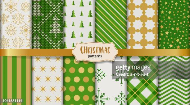 christmas patterns - green christmas designs stock illustrations