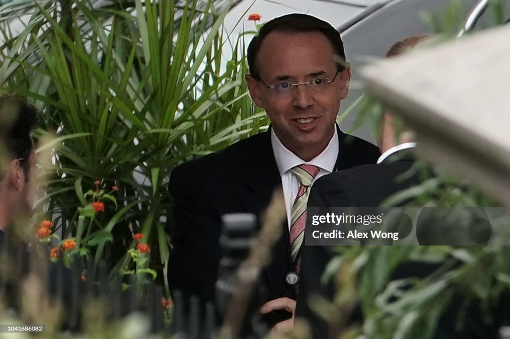 Robd Rosenstein U.S. Deputy Attorney General Rod Rosenstein talks to an unidentified ...