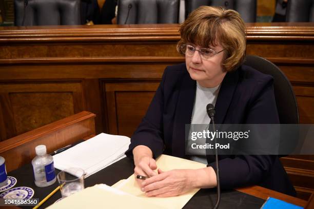 Rachel Mitchell, a prosecutor from Arizona, is seen prior to Christine Blasey Ford testifies before the US Senate Judiciary Committee in the Dirksen...