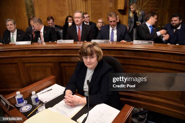 Rachel Mitchell, a prosecutor from Arizona, is seen prior to Christine Blasey Ford testifies before the US Senate Judiciary Committee in the Dirksen...