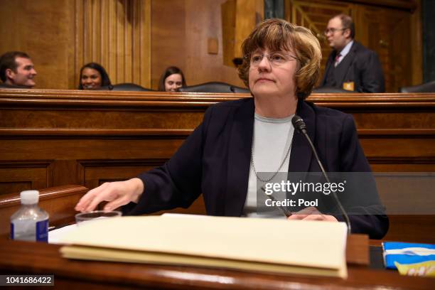 Rachel Mitchell, a prosecutor from Arizona, is seen prior to Christine Blasey Ford testifies before the US Senate Judiciary Committee in the Dirksen...