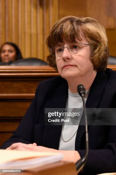 Rachel Mitchell, a prosecutor from Arizona, is seen prior to Christine Blasey Ford testifies before the US Senate Judiciary Committee in the Dirksen...