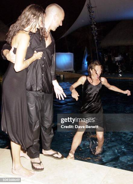 Amanda Donahue Falls Into The Pool Watched By Brandon Kerzner And His Girlfriend Angie, The Gala Opening Party At The One & Only Le Touessrok Hotel...