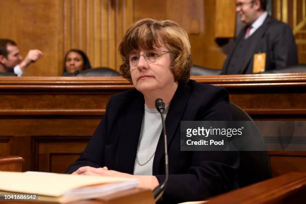 Rachel Mitchell, a prosecutor from Arizona, is seen prior to Christine Blasey Ford testifies before the US Senate Judiciary Committee in the Dirksen...