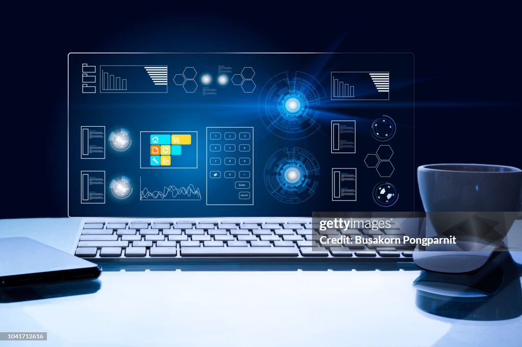 Concept Using Computer Technology Interface Digital Diagram Graph ...