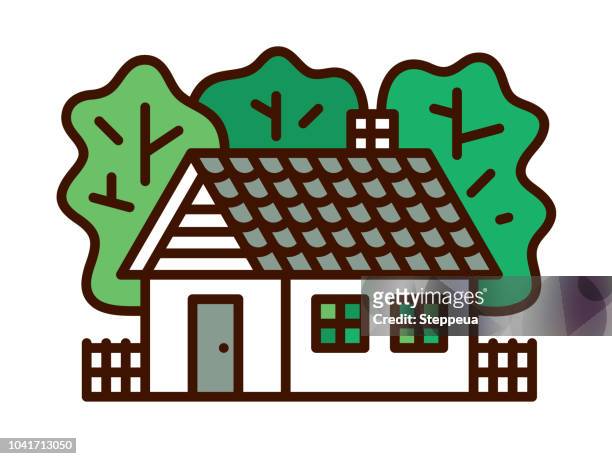 country house - log cabin logo stock illustrations
