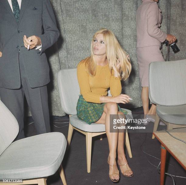 French actress Brigitte Bardot at London Airport, 2nd September 1966.
