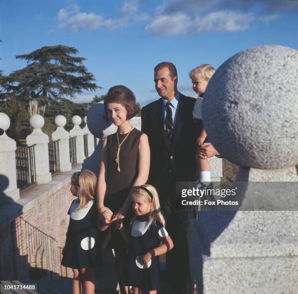 Prince Juan Carlos and Princess Sophia with their children Elena, Cristina and Felipe , 1969.