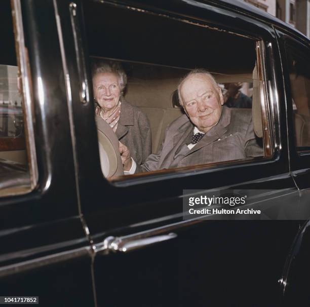 Former Prime Minister Winston Churchill leaves Chartwell, his home in Kent, with his wife Clementine, 30th July 1964.