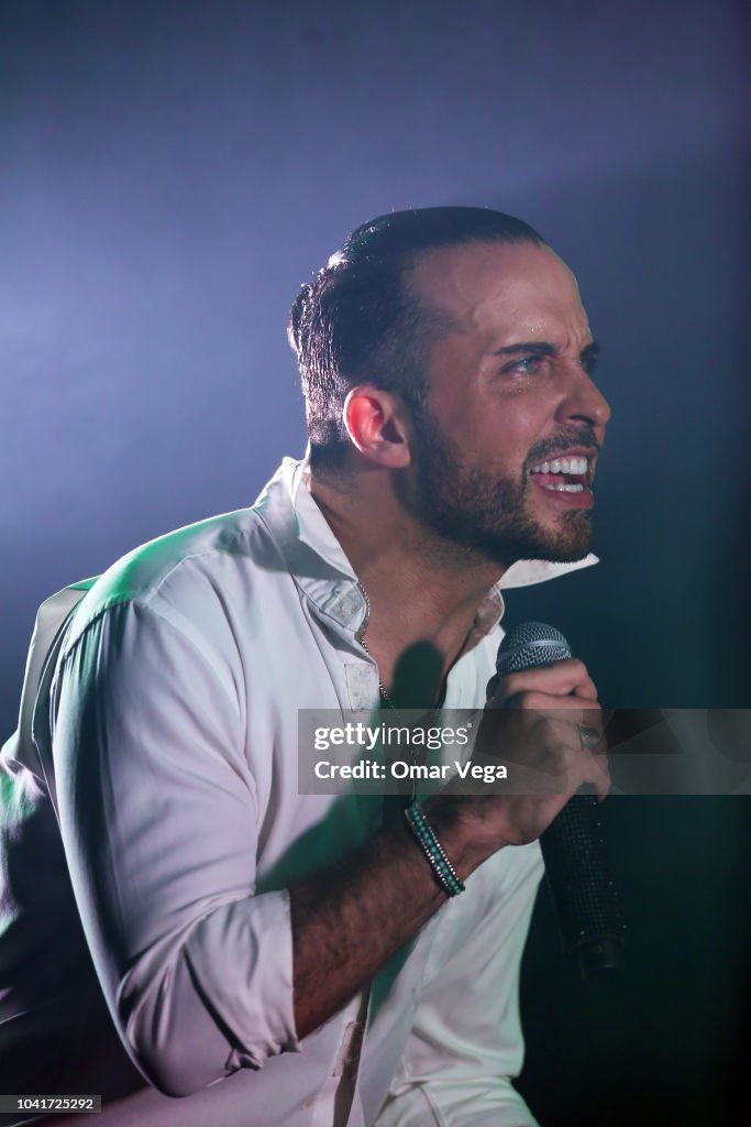 Mexican singer of Kabah André Quijano Tapia performs live during a