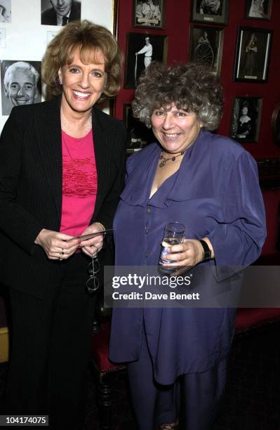 Esther Ranson And Miriam Margolyes, Party To Launch Joan Collins' New Book "Star Quality" At The Players Theatre In London