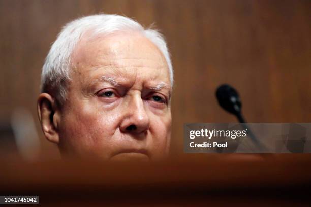 Senator Orrin Hatch listens during a Senate Judiciary Committee confirmation hearing with professor Christine Blasey Ford, who has accused U.S....