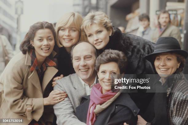 From left to right, performers Emily Bolton, Sally Geeson, Anthony Valentine, Fiona Fullerton, Lorna Dallas and Diane Keen during rehearsals for a...