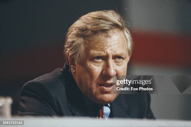 British Labour politician Roy Hattersley at the Labour Party Conference in Blackpool, UK, 1985.