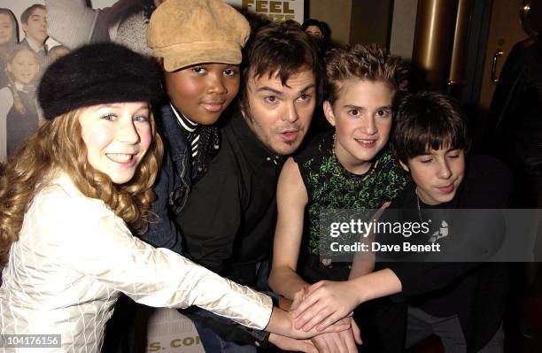 Jack Black With The Kids Caitlin Hale, Maryam Hassan Joey Gaydos, Kevin Clark, School Of Rock Movie Premiere At The Empire, Leicester Square And...