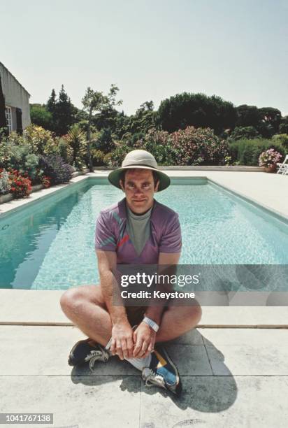 English singer and pianist Elton John, at his villa in Saint-Tropez in the south of France, 1982.