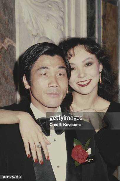 Tadashi Honma of Japan wins the Diamonds International Award for his 18 carat white gold ring set with 67 diamonds, 15th April 1980. He is posing at...