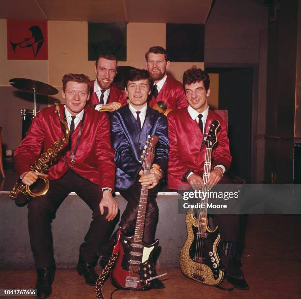 Scottish musician Alex Harvey rehearsing with his Soul Band at a jazz club on Oxford Street, London, March 1964.