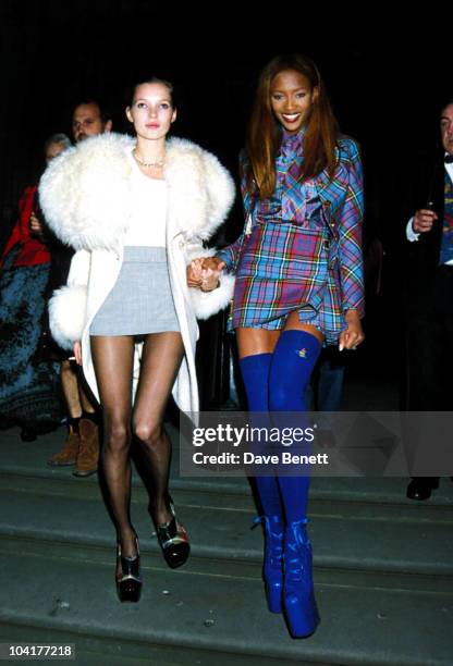 Models Naomi Campbell and Kate Moss attend the Designer of the Year Awards at the Natural History Museum during London Fashion Week, 19th October...