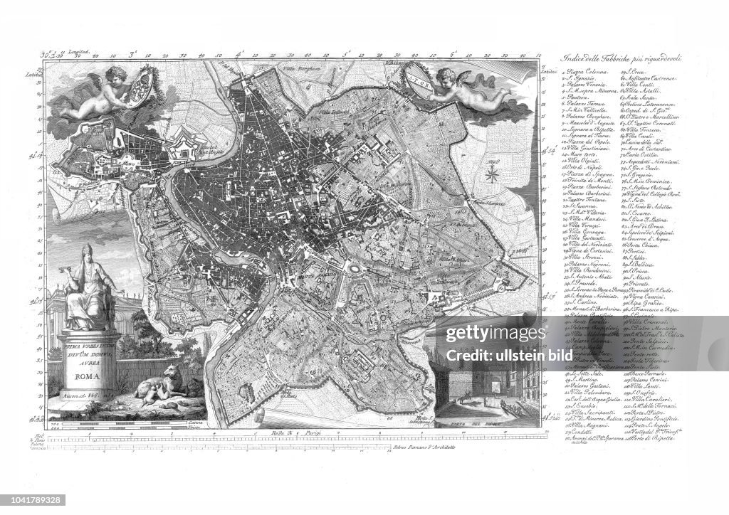 Rom-Plan 1730. Prima urbes inter divum. Domus aurea: Roma. Rom 1730