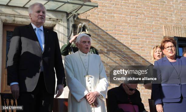 Horst Seehofer , the premier of Bavaria, retired Pope Benedict XVI, his borther Georg and the president of the Bavarian state parliament Barbara...